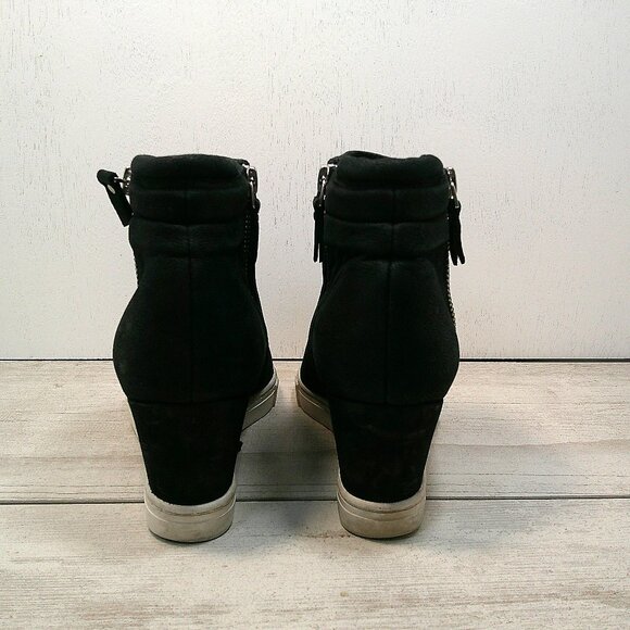 L. Paola Black Suede Frieda Wedge Ankle Bootie, Size 6.5 M Retro Style - Picture 7 of 11